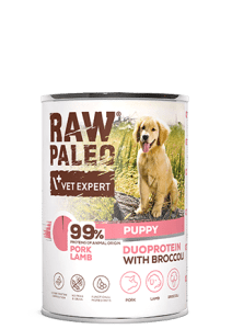 RAW PALEO Schwein, Lamm und Brokkoli für Welpen Puppy Can