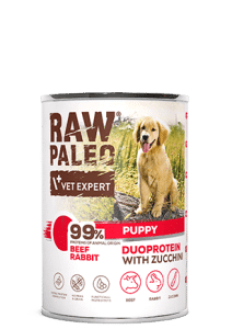 Raw Paleo Puppy Rind mit Kaninchen und Zucchini