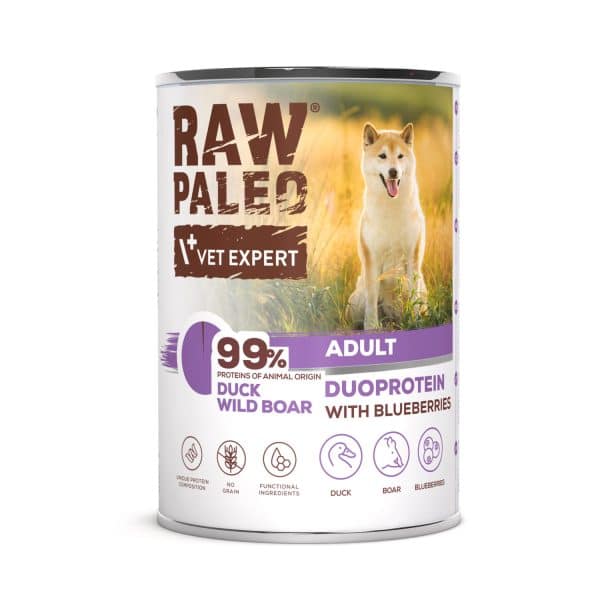 raw-paleo-duckboar-adult-can-hundenassfutter-400g-600x600 Raw Paleo Adult Ente & Wildschwein und Blaubeeren